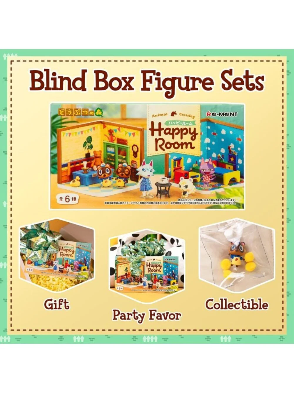Animal Crossing Blind Box Figurine Set - 6 Cute Collectible Room Decor Pieces